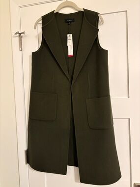 TALBOTS Long Sleeveless Vest in Olive
